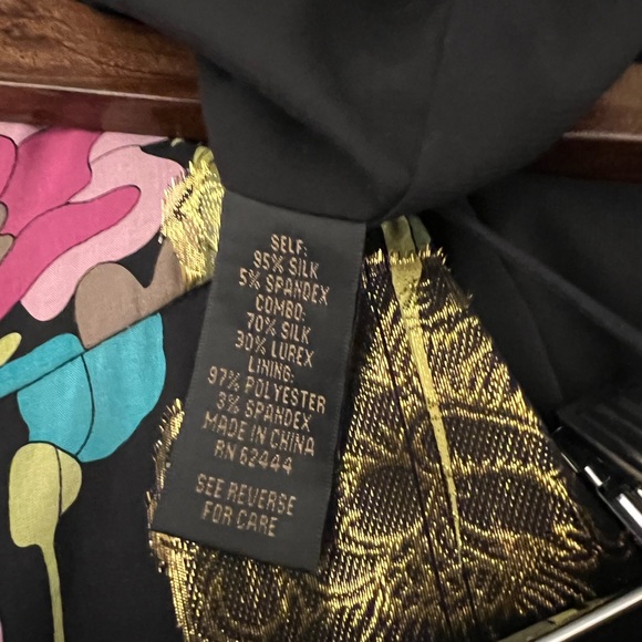 Nicole Miller silk knee-lenght dress. Size:S. Color: black/metallik - Picture 7 of 12